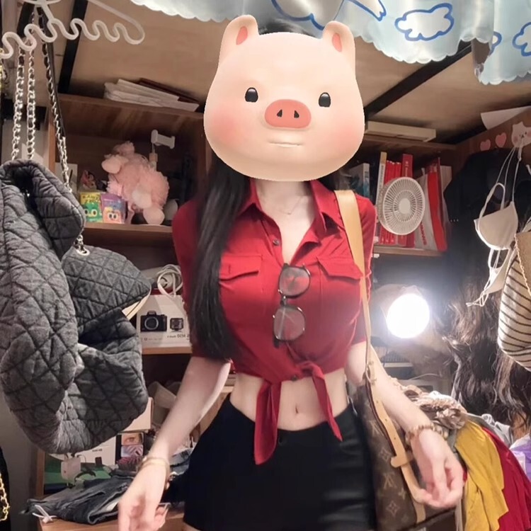 American-Style Spicy Girl Polo Collar Long-Sleeve Shirt for Women, New Spring Model, Elegant and Sexy, Tight-Fitting, Waist-Cinching, Short Crop Top