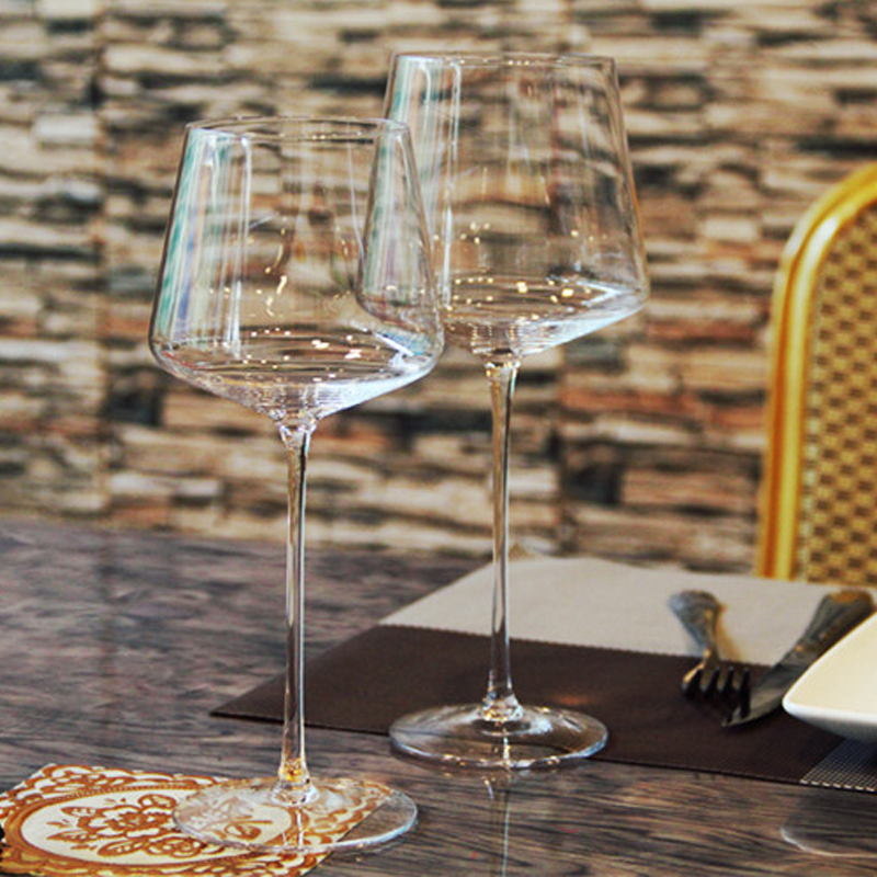 Goblet 2 sets of household handmade square Burgundy glass wine glass crystal red wine glass micro red wine