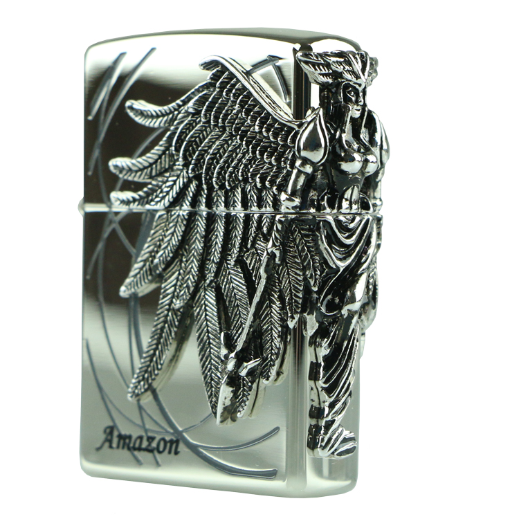 VR Smoking Imported Zippo Special Cabinet Lighter Windproof Amazon Female Warrior Angel Wings Silver