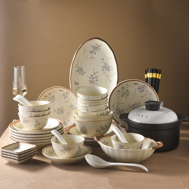 Orchid-Style Japanese Underglaze Color Dinnerware Set for Home Use, Retro Bowl and Plate Combination, Microwave-Safe, Suitable for Housewarming Gift Set Orchid-Style Japanese Underglaze Color Dinnerware Set for Home Use, Retro Bowl and Plate Combination, Microwave-Safe, Suitable for Housewarming Gift Set