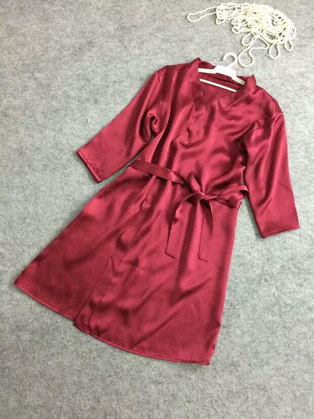 Imported hotel gowns robe wine red sexy silk
