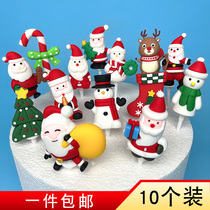 Christmas Cake Decoration Snowpine elk Santa Claus Grass Circle Snowman Foe Bags Swing for the Caicat New Year Plugins
