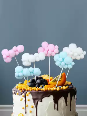 Birthday party supplies dessert table decorations cloud plug cake decoration card hair ball birthday cake flag flag