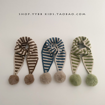 Ins style cream childrens triangle scarf autumn and winter all-match neck scarf for boys and girls knitted scarf baby neck cover trendy