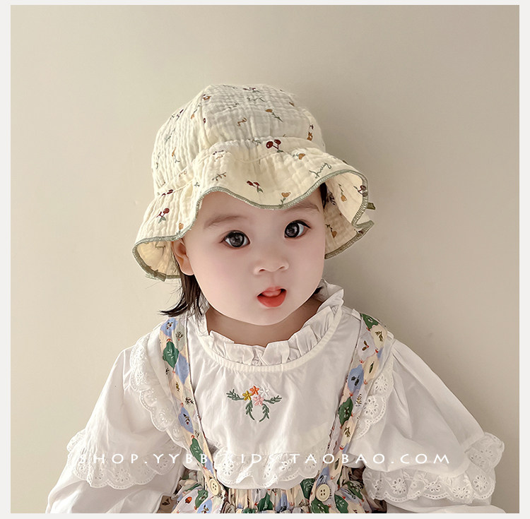 Осенняя шапка для раннего возраста для девочек, цветочный принт, защита от солнца 