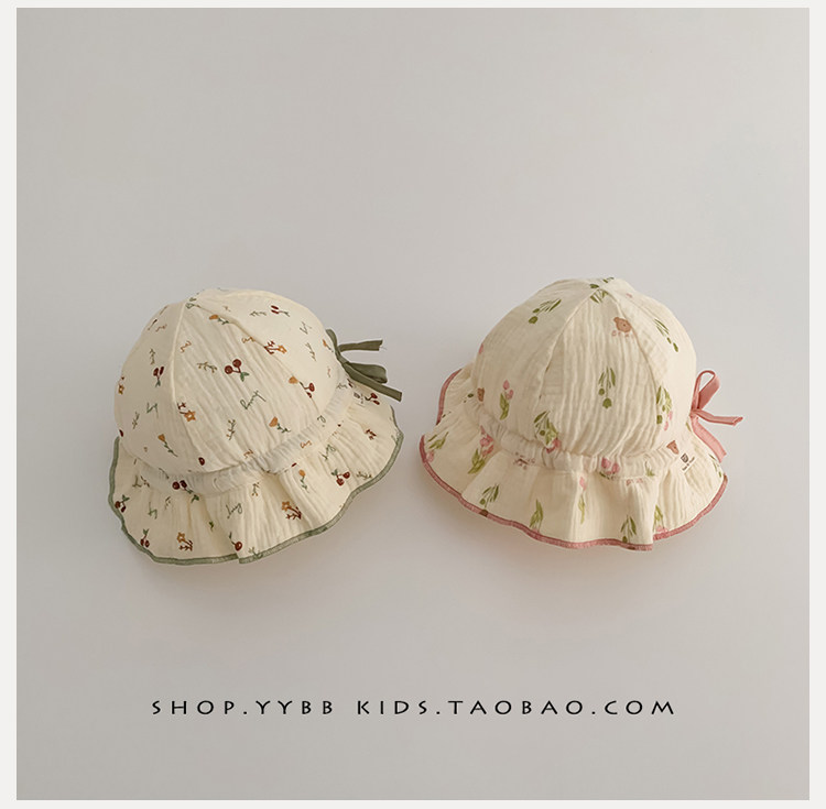 Осенняя шапка для раннего возраста для девочек, цветочный принт, защита от солнца 