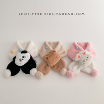 Childrens scarf autumn and winter style boys and girls Korean version cute and super cute baby plush warm neck scarf.