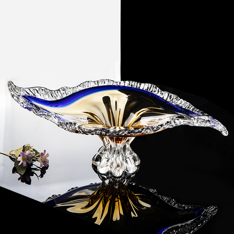 High-End Artistic Fruit Plate, Accessible Luxury Crystal Glass, Exquisite and High-Looking Fruit Plate, Living Room and Hotel Decoration Ornaments