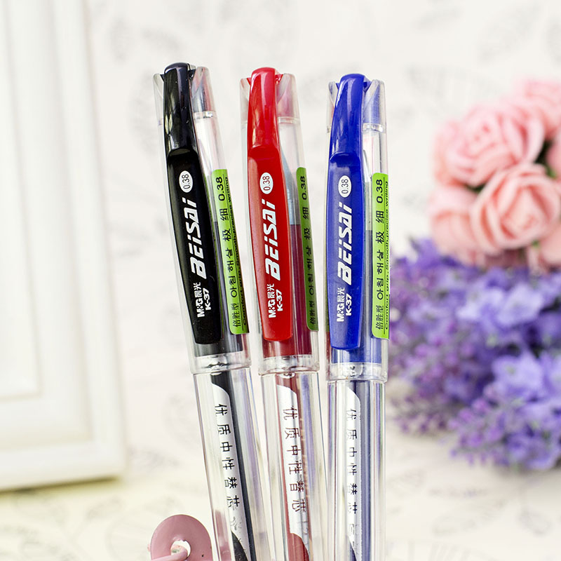 Morning light K-37 middle sex pen morning light 0 38mm extremely fine water-based pen finance billing pen K37 of sex pen blue black red