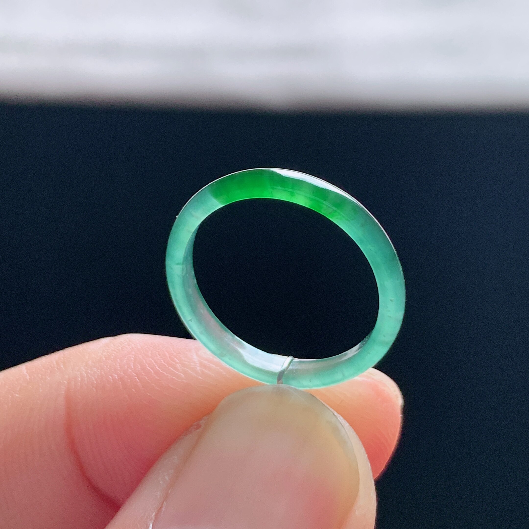 Natural A-grade ice-green jadeite ring