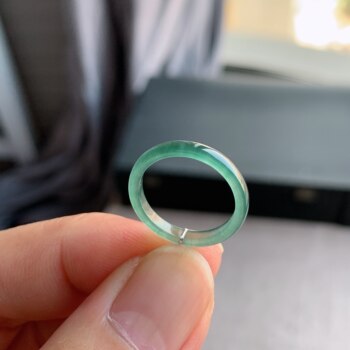 Natural grade a jadeite ice type no. 10 sky blue ring