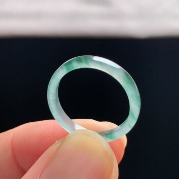 Natural a-grade ice type no. 13 ice floating flower jade square ring