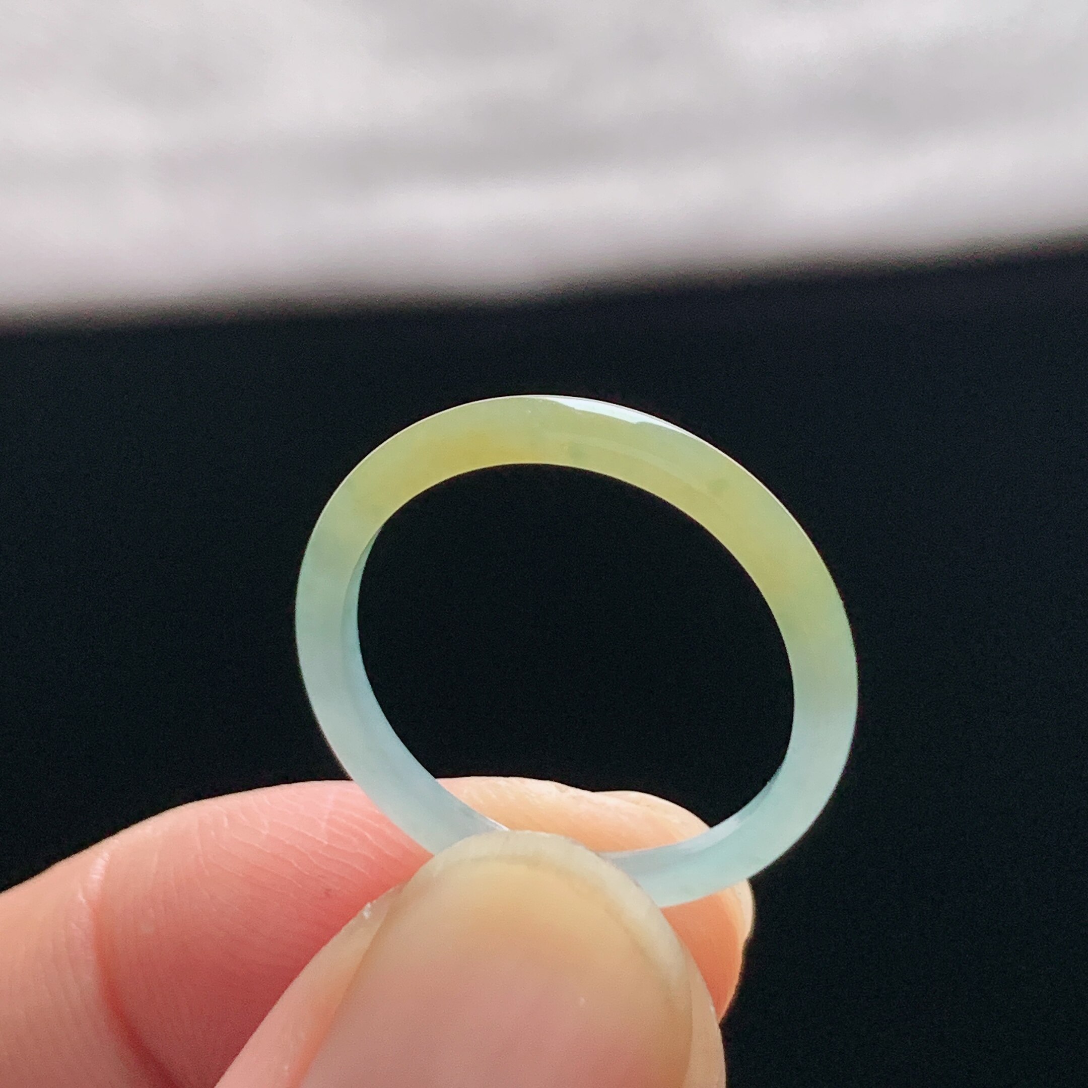 Natural A-grade ice yellow jade ring