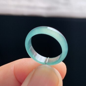 Natural a-grade ice jade white moonlight ring