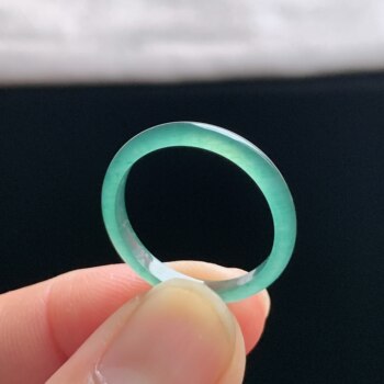 Natural a-grade ice sky blue jade ring