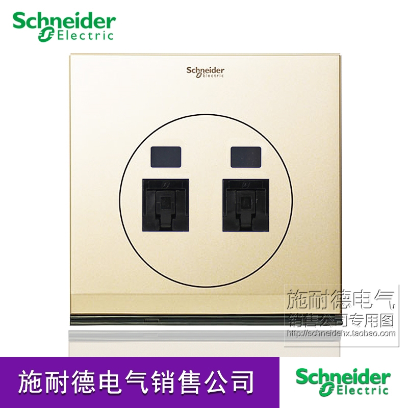 Schneider Switch Socket Ozhi Series Dual Link Phone Computer Weak electric UD32TD 000 Champagne Gold panel