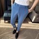 2024 Spring and Summer British Fashion Pants Casual Pants Korean Style Slim Solid Color Small Foot Nine-Point Suit Pants K39-