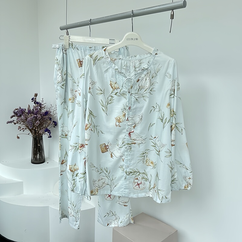 Mx Postpartum Clothing Avocado Gauze Thin Summer Maternity Pajamas Women's Postpartum Stylish Home Wear Women