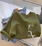 Летняя хлопковая зеленая футболка с коротким рукавом, оверсайз