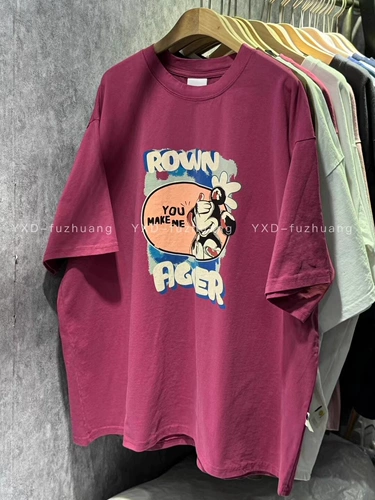 Мультяшная хлопковая футболка с коротким рукавом для влюбленных, в американском стиле