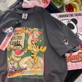 Ретро хлопковая футболка с коротким рукавом, летняя одежда, в американском стиле