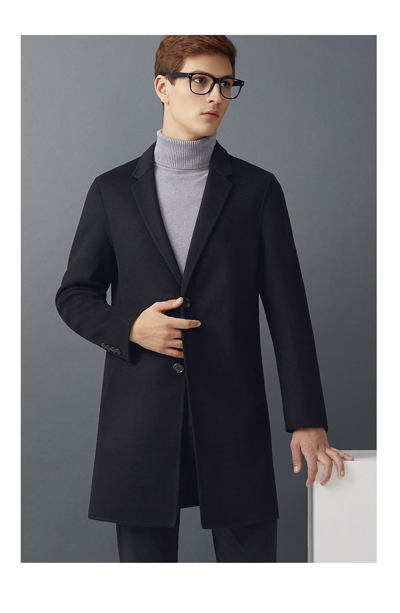 Áo khoác len nam hai mặt mùa đông của Ruipe trong phần dài áo len cashmere kinh doanh áo len áo khoác vest nam