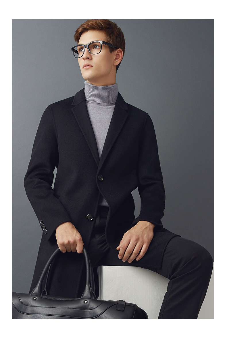 Áo khoác len nam hai mặt mùa đông của Ruipe trong phần dài áo len cashmere kinh doanh áo len áo khoác vest nam
