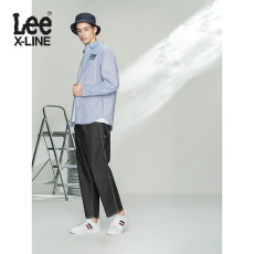 Рубашка мужская leexline 21春夏新品白色宽松复古条纹长袖衬衫男l438098eck14