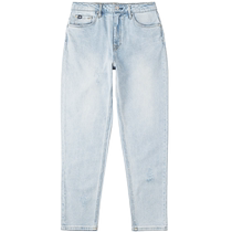 Lee24 spring and summer new product 411 comfortable high waist small straight feet light blue washed womens jeans casual and trendy A6420