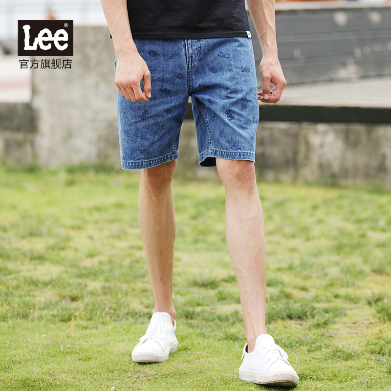 Lee男装 2017新品舒适印花百搭牛仔短裤潮L27050Y775FT