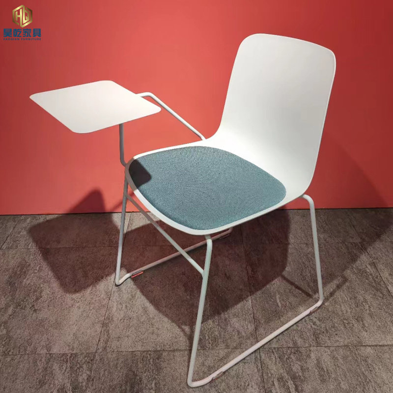 Simple plastic steel chair with writing board training chair writing board meeting chair Nordic restaurant canteen chair reception reading chair