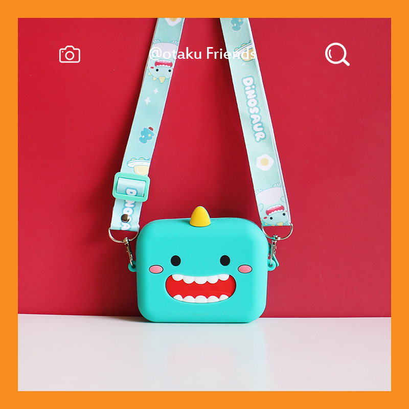 Summer new silicone dinosaur small square bag casual card bag slung cute cartoon Joker student shoulder bag female
