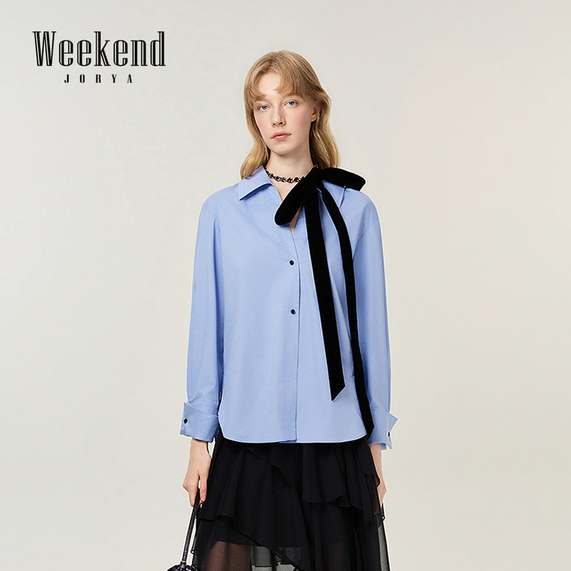 Same Style as in the Mall | Zhuoya Weekend 26 Autumn New High-End Commuting Ol Style Tie Long-Sleeve Shirt Xsw4C01B Same Style as in the Mall | Zhuoya Weekend 26 Autumn New High-End Commuting Ol Style Tie Long-Sleeve Shirt Xsw4C01B