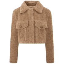 Zoya Weekend 2023 Autumn New Fairytale Style Plush Lapel Brand Button Shearling Short Jacket EJWDCQ33