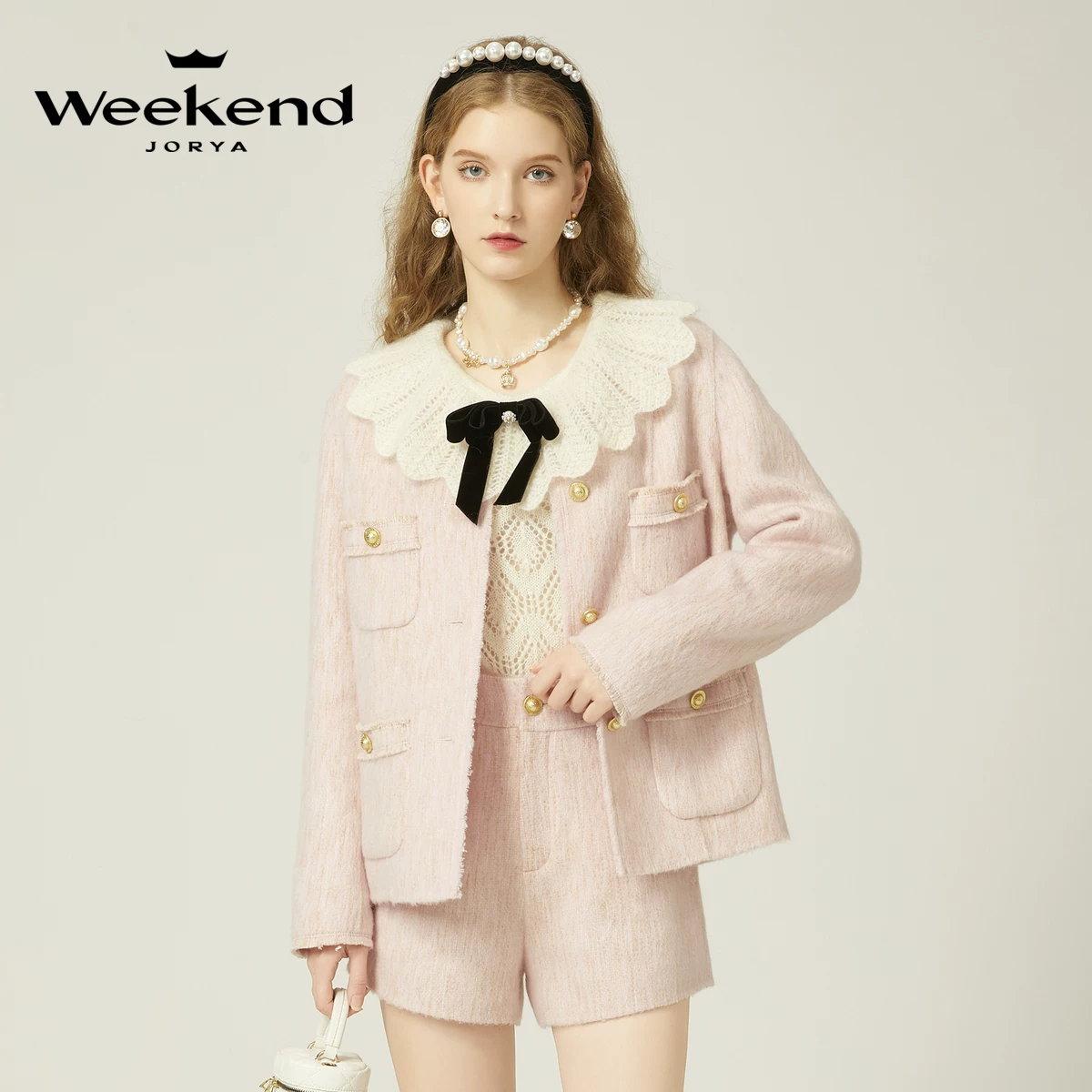 Зюо Я 23 Зима Новая зима Мао биан одинарная - капающий карман Карман Wool Wool Way Short Jacket EJWDDC06