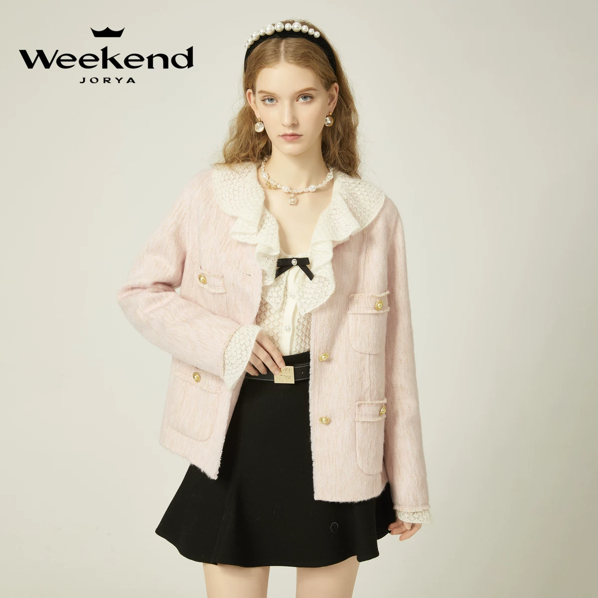 Зюо Я 23 Зима Новая зима Мао биан одинарная - капающий карман Карман Wool Wool Way Short Jacket EJWDDC06