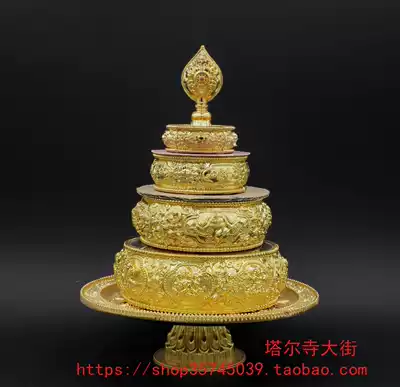 Thickened pure copper Manza plate base religious supplies Buddhist Hall supply height 25cm tray diameter 20cm