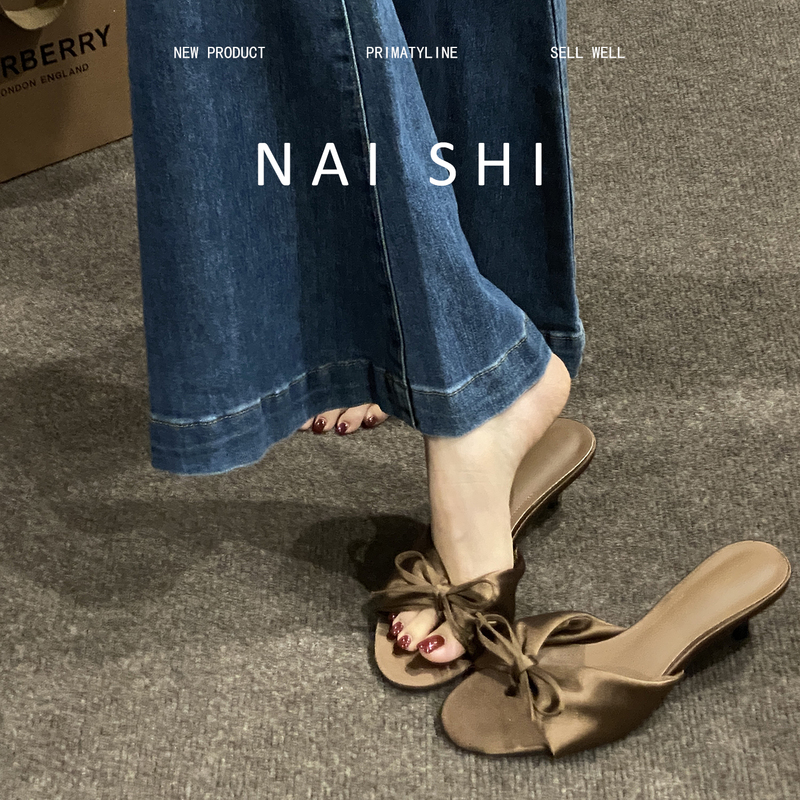 Sheepskin Version! French Satin Sandals for Women, Bow-Knot Open-Toe High Heels, Kitten Heel Slip-On Sandals Sheepskin Version! French Satin Sandals for Women, Bow-Knot Open-Toe High Heels, Kitten Heel Slip-On Sandals