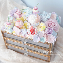 Cornnnn original handmade Rococo simulation dessert fruit and flower afternoon tea jewelry box storage box