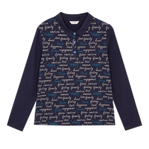 Milanden middle-aged and elderly mothers clothing spring and autumn new POLO collar fashion printed T-shirt womens long-sleeved tops versatile