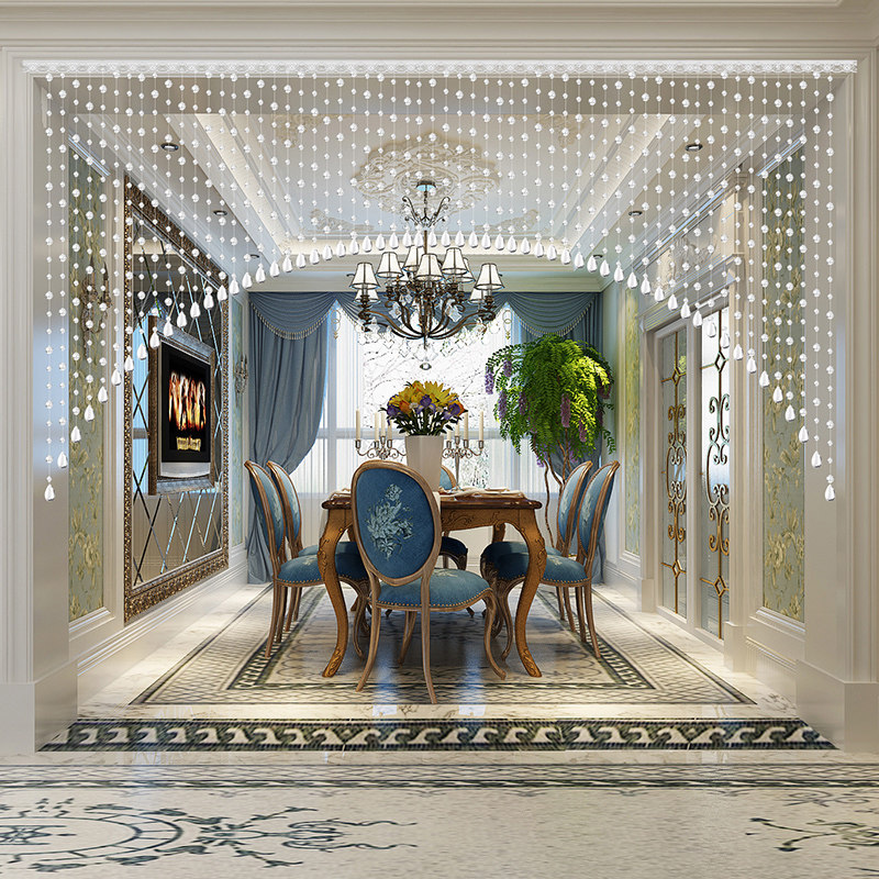 Bead curtain Crystal partition window Finished curved Feng Shui door curtain Entrance hanging curtain Living room bedroom powder room decorative curtain