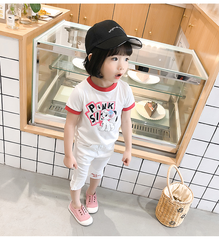 Cô gái phim hoạt hình in cotton T-Shirt 2018 mùa hè trẻ em mới của quần áo trẻ em Hàn Quốc ngắn tay bé t-shirt top