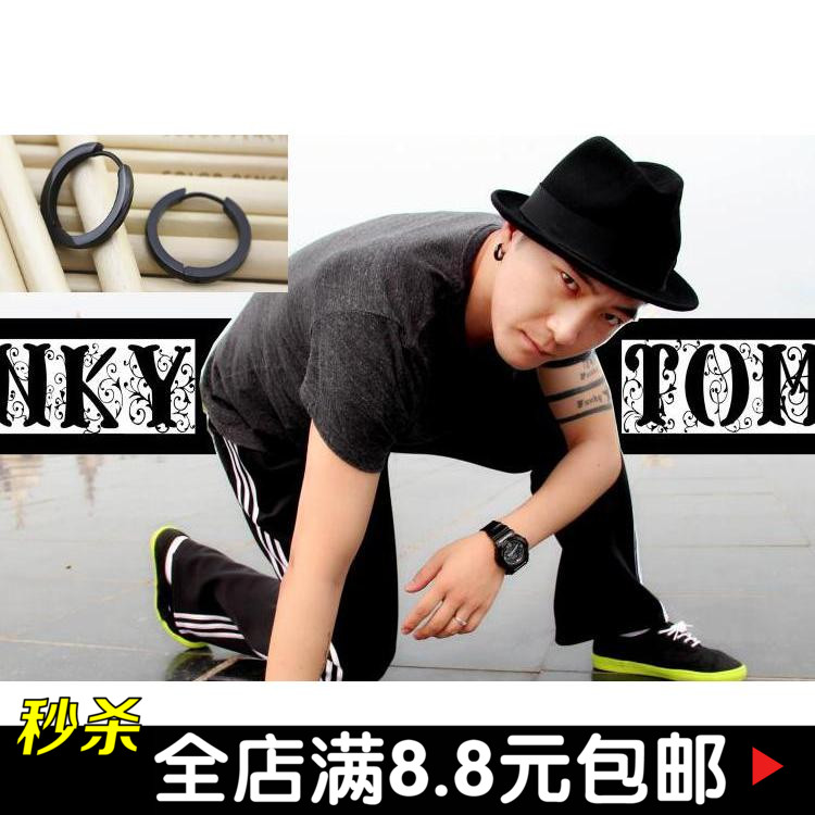 Unisex men's stud earrings Hipster hip hop narrow face 2mm spherical ear ring ear buckle Stainless steel earrings