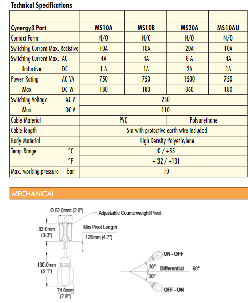 HONEYWELL 霍尼韦尔 浮球液位开关 MS -10A 霍尼韦尔
