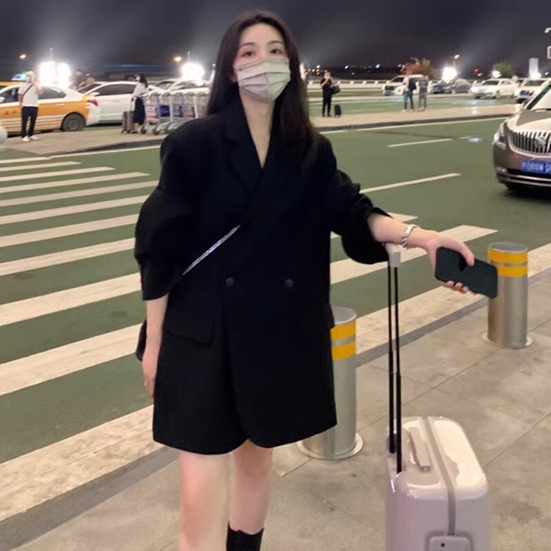 Oversized Black Blazer for Women, High-End Feel, 2026 Spring and Autumn New Style, Loose Casual Silhouette, Plus Size Suit Oversized Black Blazer for Women, High-End Feel, 2026 Spring and Autumn New Style, Loose Casual Silhouette, Plus Size Suit