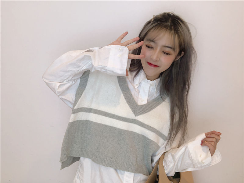 Áo vest vest sang trọng đan len nữ đại học gió thu đông 2014 phiên bản Hàn Quốc 2018 mới dành cho sinh viên áo len cổ chữ V áo ấm