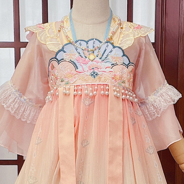 Hanfu ເດັກຍິງ summer 2024 ໃຫມ່ antique dress ເດັກຍິງ Tang ຊຸດເດັກນ້ອຍ super fairy costume skirt ພາກຮຽນ spring ແລະດູໃບໄມ້ລົ່ນ