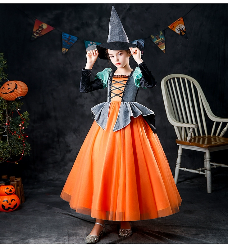 Bé Gái Trang Phục Hóa Trang Halloween Bí Ngô Đầm Công Chúa Trẻ Em Cosplay Phù Thủy Hứa Cô Gái Thể Hiện Đảng