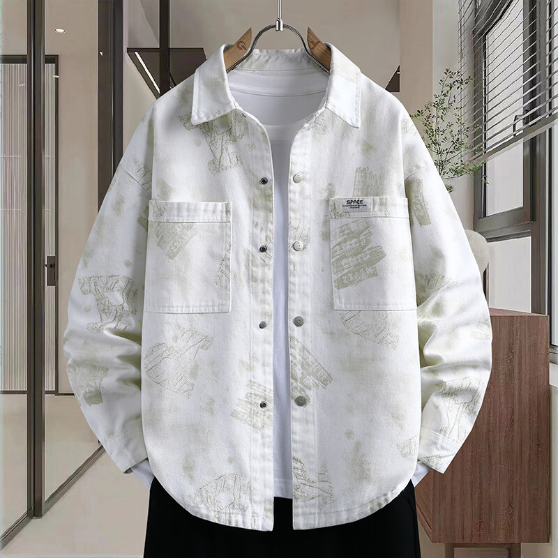 Washed Pure Cotton Long-Sleeved Shirt Jacket for Men 2026 New Trendy Brand High-End Cool and Handsome Youth Denim Jacket