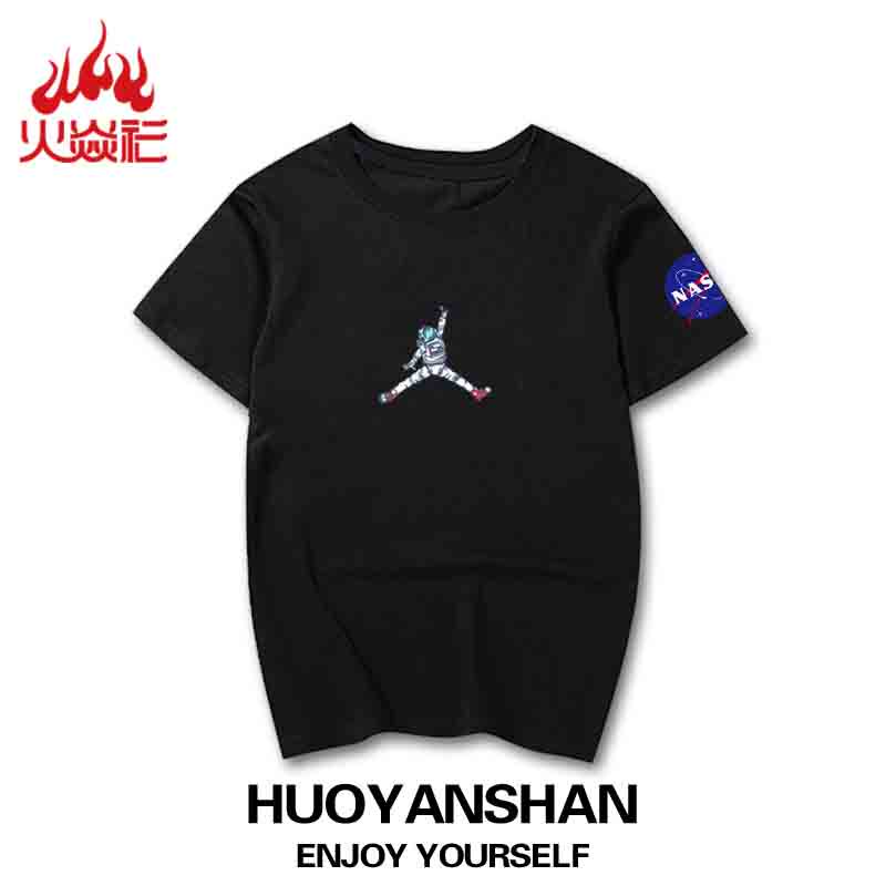 Nasa Co-Branded T-Shirt Ajj Short-Sleeved European and American Trendy Brand Nasa Workwear Pure Cotton Loose Summer Half-Sleeve